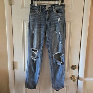 Altar’d State 28 Straight High Rise Distressed Women’s Jeans Frayed Hems Y2K